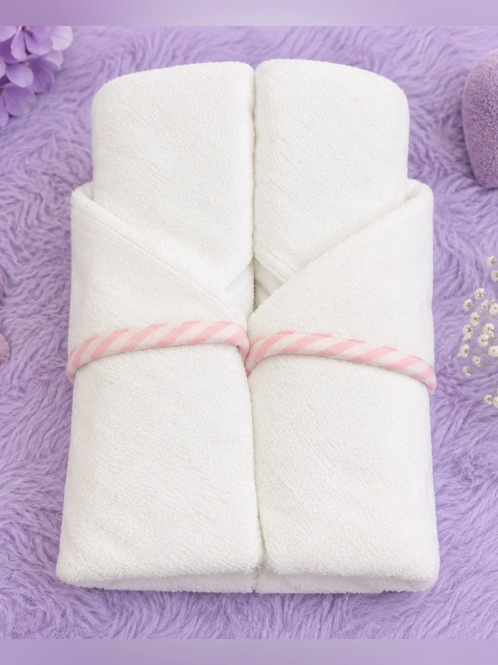 cloud island Baby Unicorn Hooded Towel in White, Pink & Gold 30”x30”